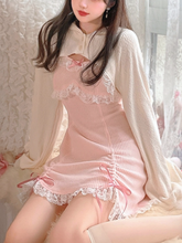 BXOXO party look inspos Lace Japanese Sweet Lolita Dress Women Bow Pink Kawaii Party Mini Dresses Female Blue Princess Korean Fashion Dresse Winter 2025